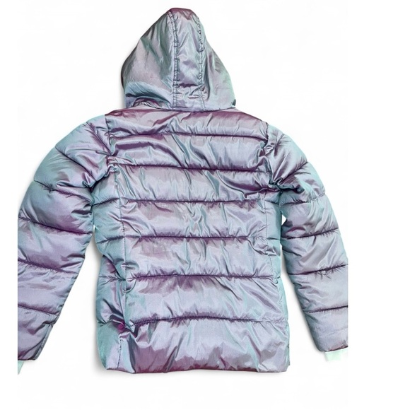 Girls large Metallic/Holographic Purple Puffer Jacket - Picture 2 of 4